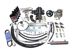 PSC Cylinder Assist Steering Kit for 2020+  Jeep JL/JT w/ Aftermarket Front Axle 7.5" lock-to-lock w/ No Tie Rod Clamp, includes Big Bore XD steering gear, high-flow mechanical pump conversion kit, reservoir, upgraded hoses, fluid cooler, and SWEPCO 715 p